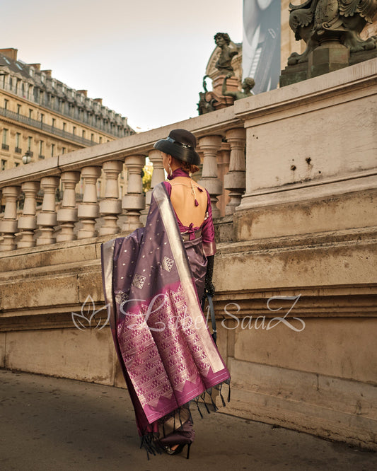 Purple Kanjivaram South Soft Silk Saree