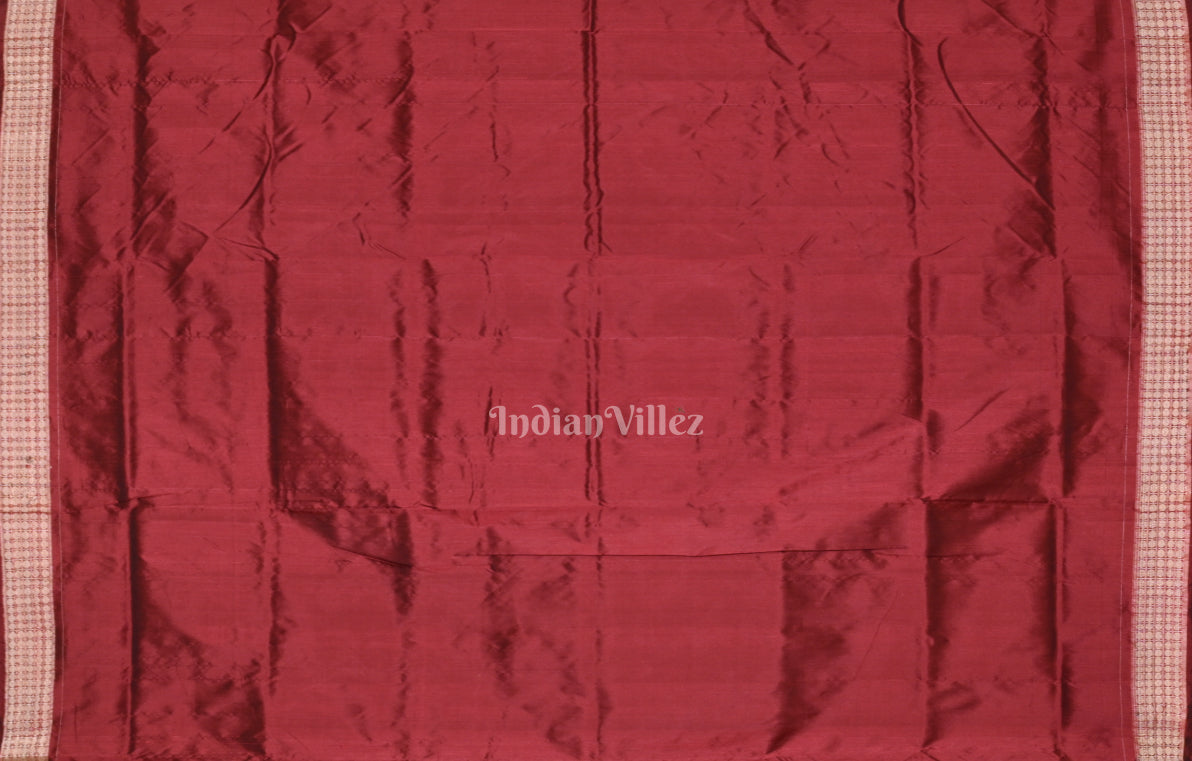 Olive Green Red Tribal Theme Odisha Ikat Sambalpuri Silk Saree 