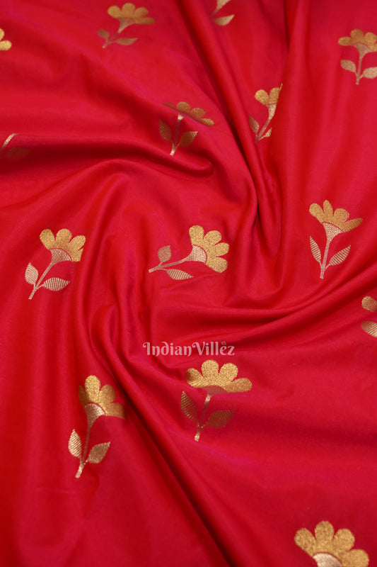 Gergeous Rani Pink Soft Pure Mashru Satin Silk Banarasi Saree