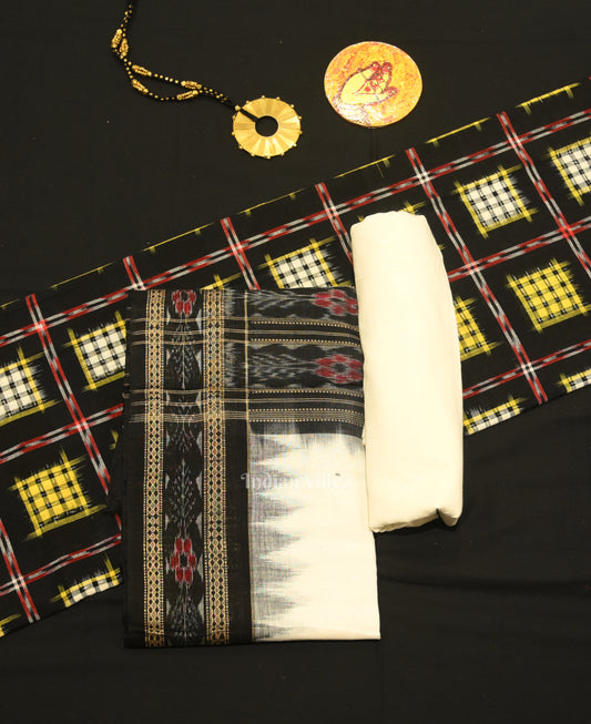 Black Ashwini Odisha Ikat Sambalpuri Dress Set & Dupatta