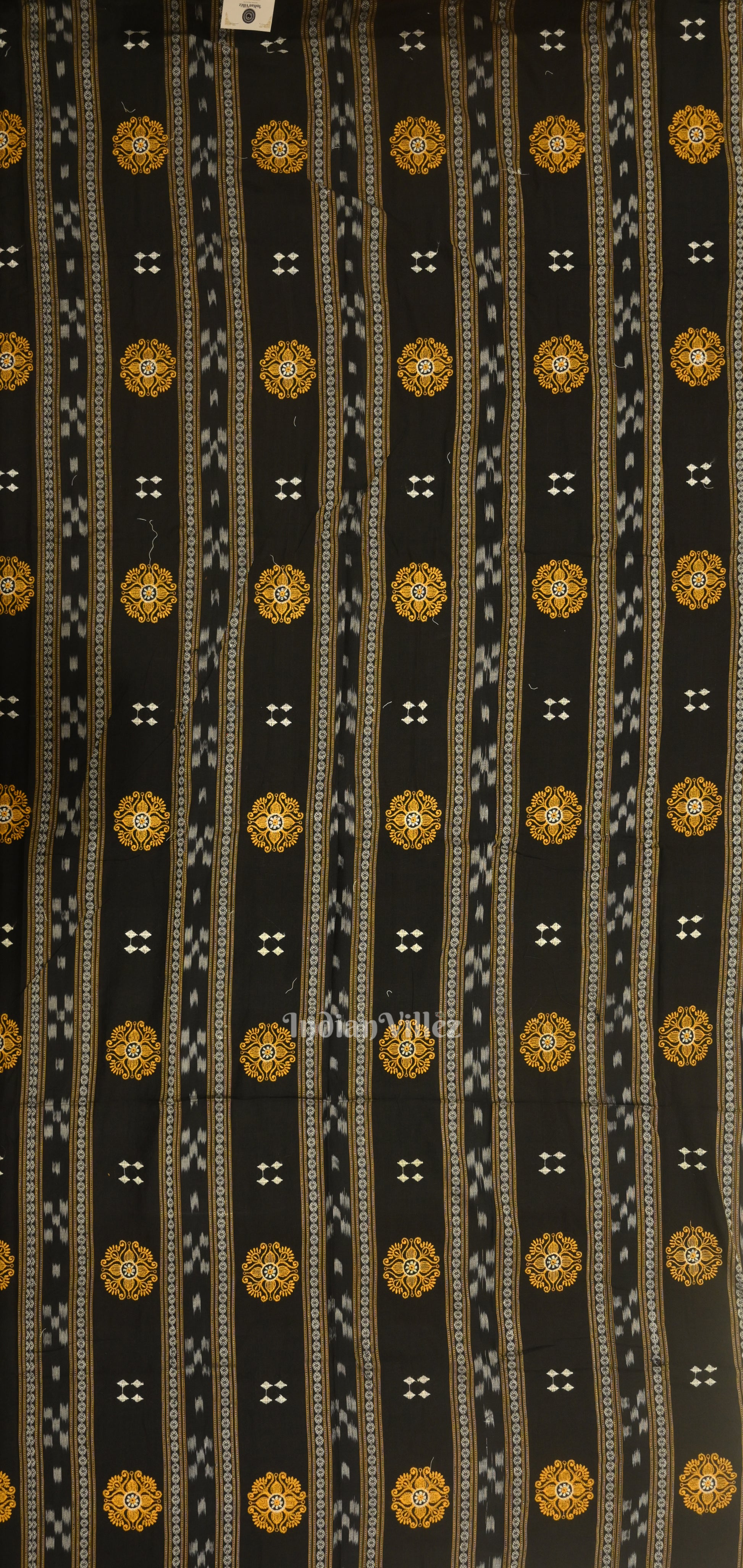 Black yellow Sambalpuri Bomkai Cotton Dress set with Dupatta 
