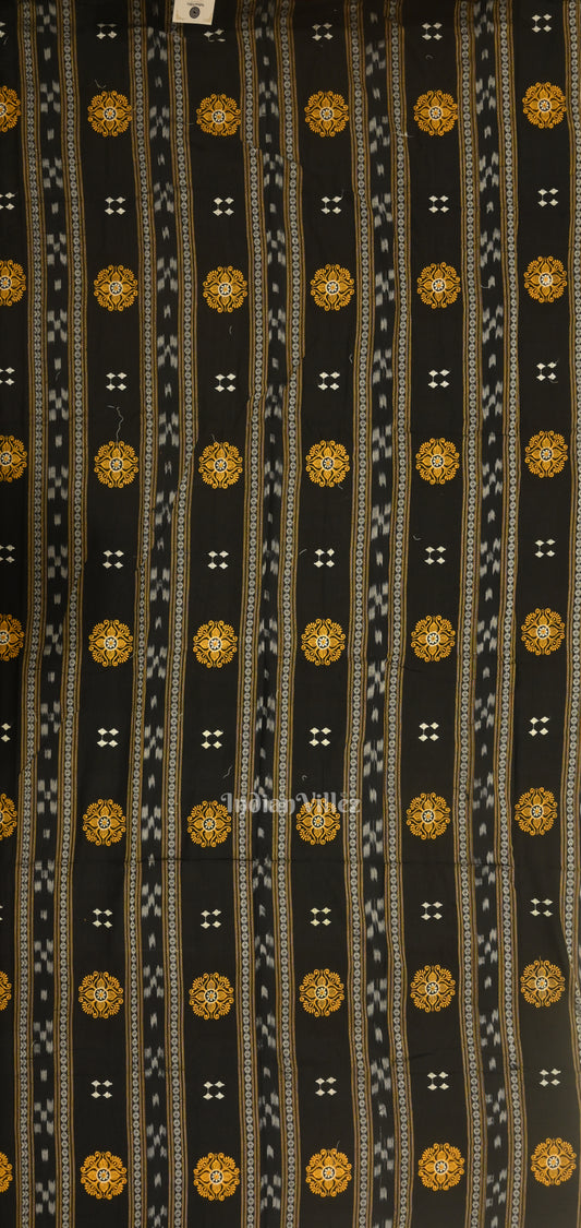Black yellow Sambalpuri Bomkai Cotton Dress set with Dupatta 