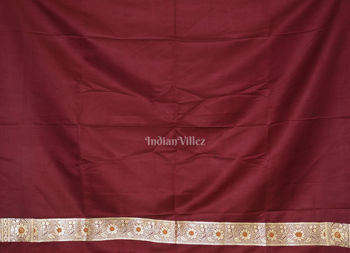 Pure Maroon Meenakari Pure Mashru Satin Silk Banarasi Saree 