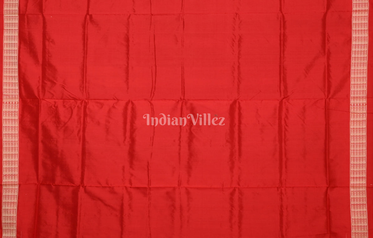 Black Red Tribal Lotus Motif Odisha Ikat Sambalpuri Silk Saree 