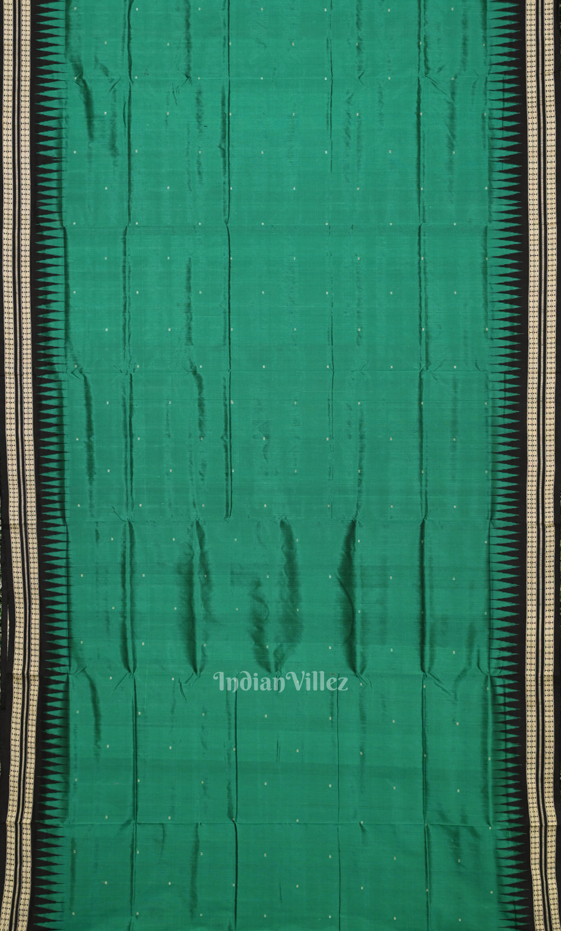 Forest Green Black Butta Design Bomkai Sambalpuri Silk Saree