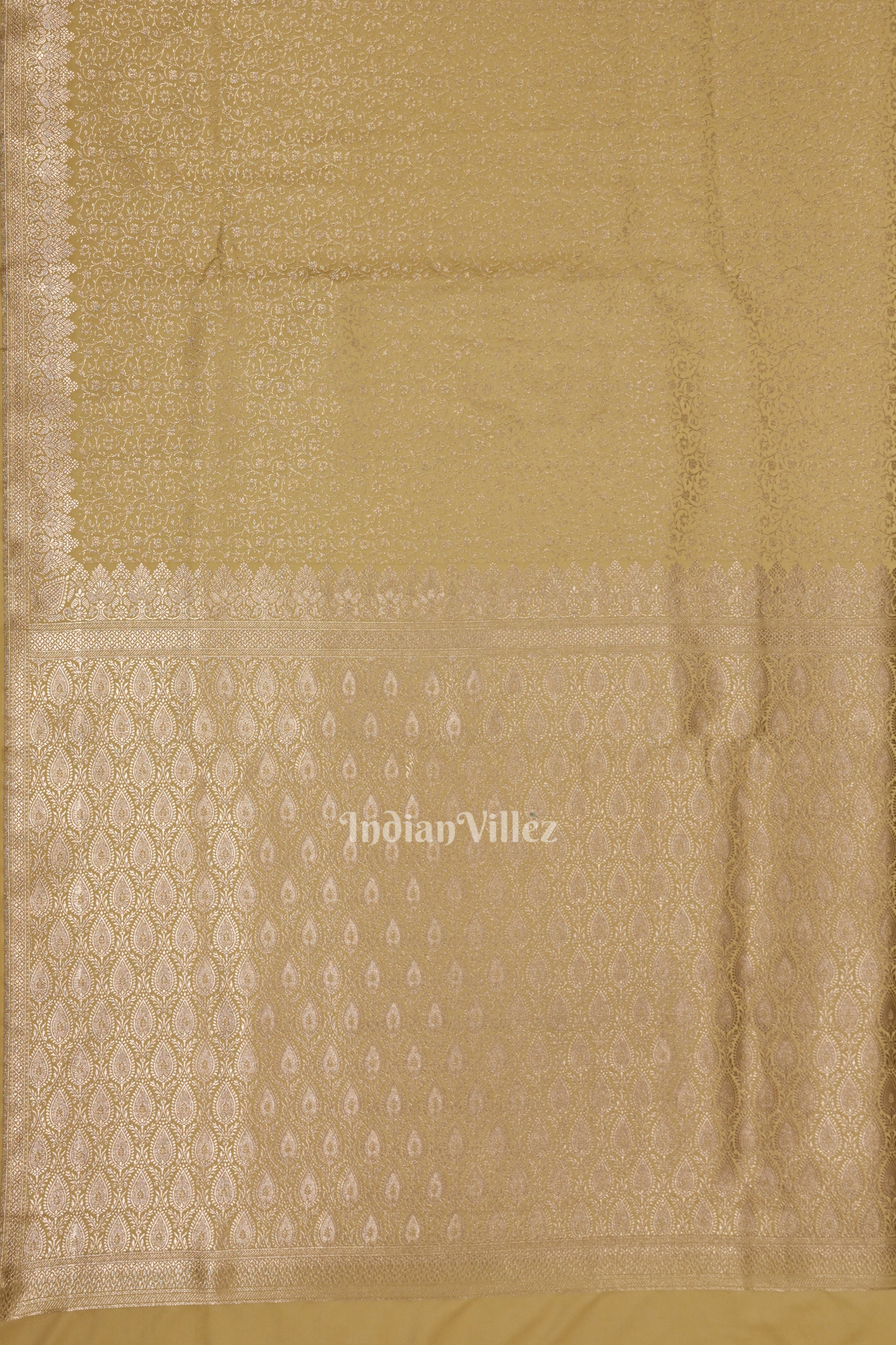 Aunthentic Beige Pure Meenakari Mashru Satin Silk Banarasi Saree 