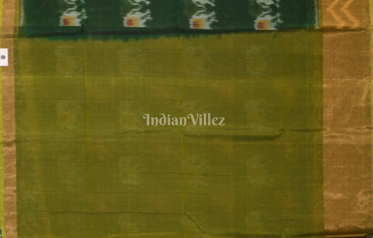 Dark Green Pochampally Ikat Silk Cotton (Sico) Saree