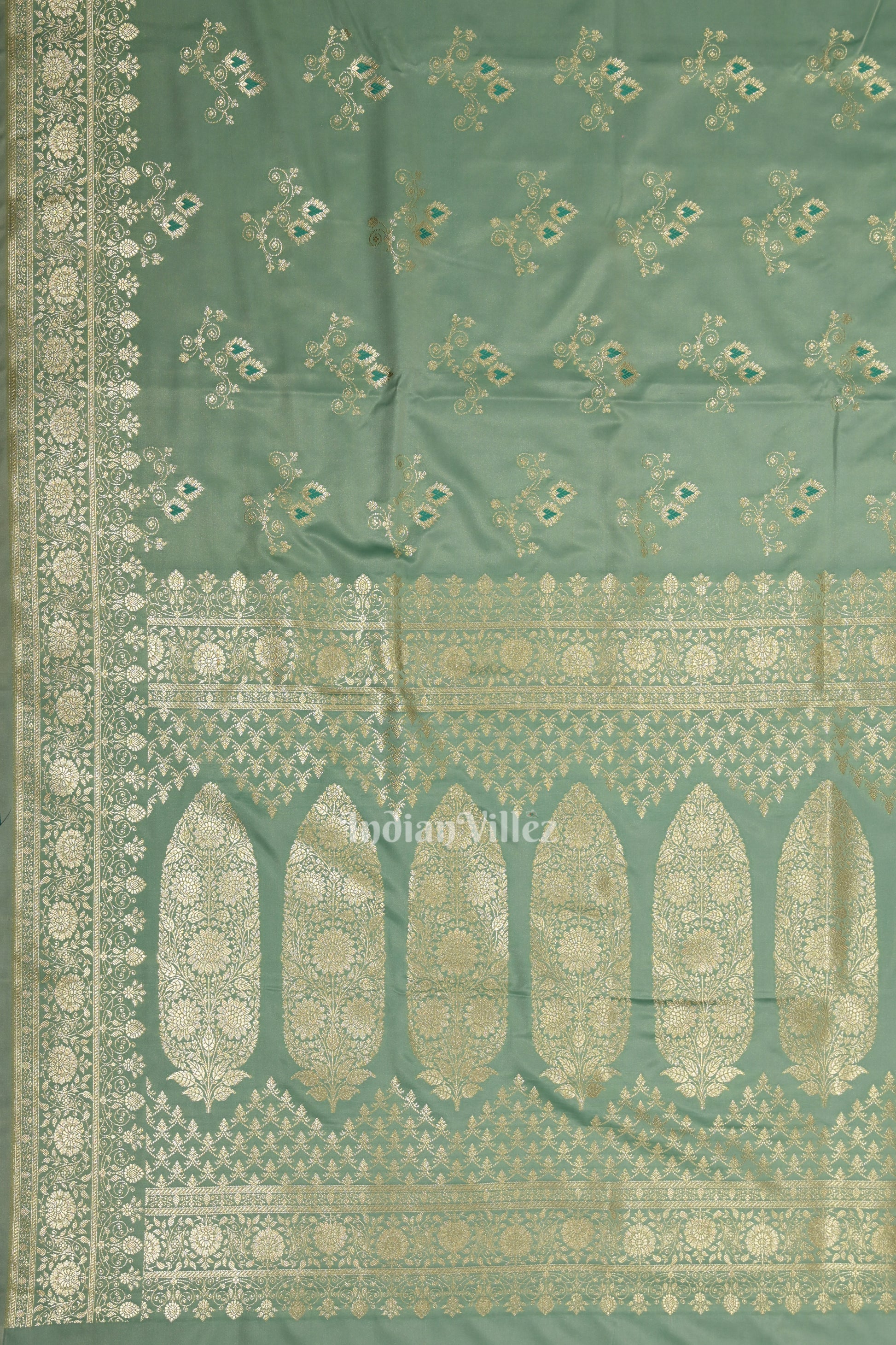 Pastel Green Soft Pure Mashru Satin Silk Banarasi Saree 