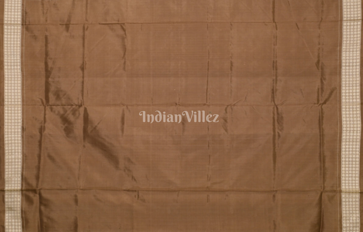 Navy Blue Brown Nartaki Motif Odisha Ikat Sambalpuri Silk Saree 