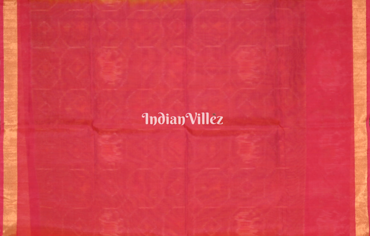 Mehendi Green Pink Pochampally Ikat (Sico) Saree