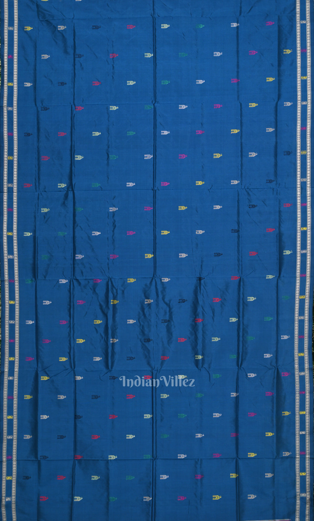 Blue Shree Mandir Theme Sambalpuri Ikat  Silk Saree