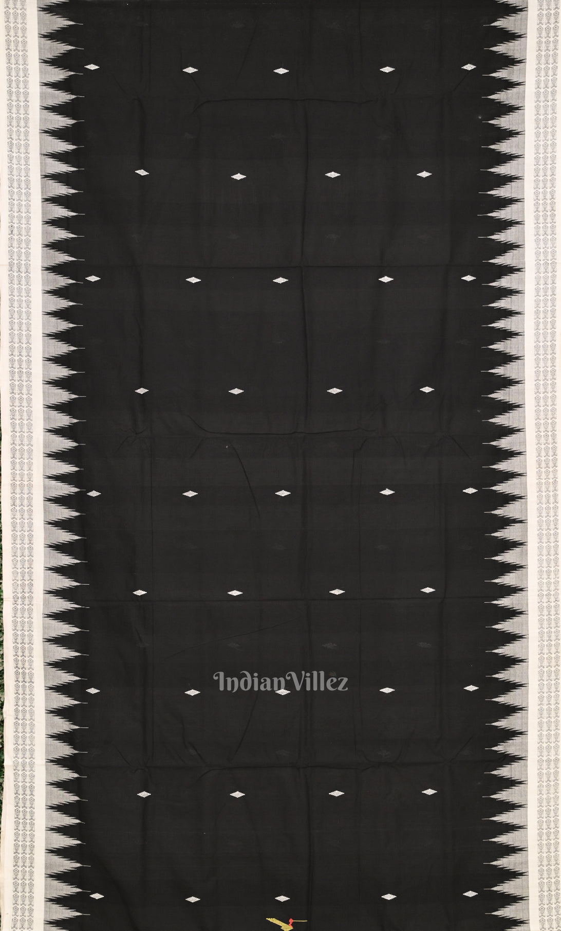 Black Handwoven Original Ganjam Bomkai Cotton Saree 