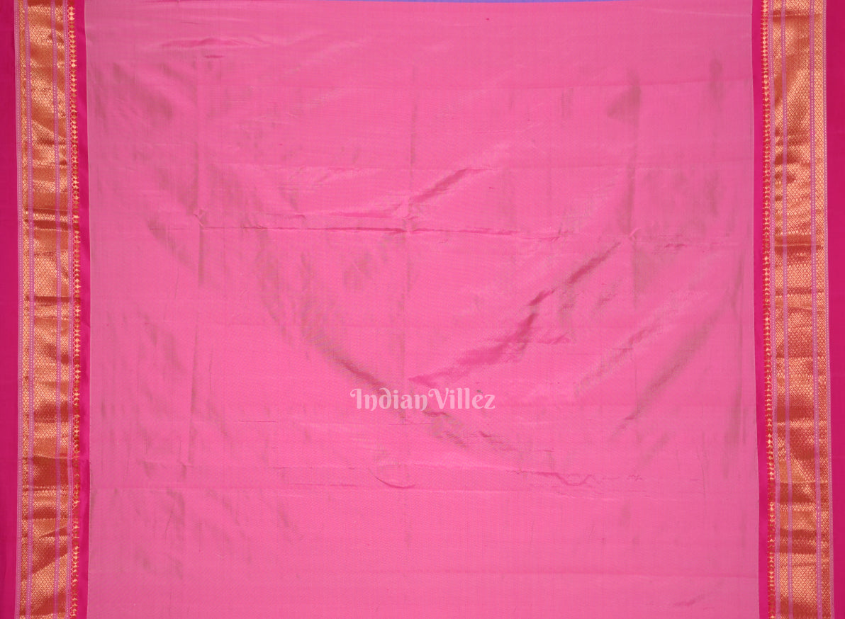 Pink Dual Tone Peacock  Parrot Pallu  Paithani Silk Saree
