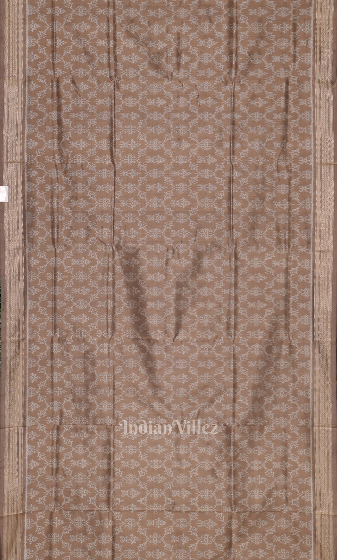 Tortilla Brown Sambalpuri Ikat Natural Dyed Silk Saree