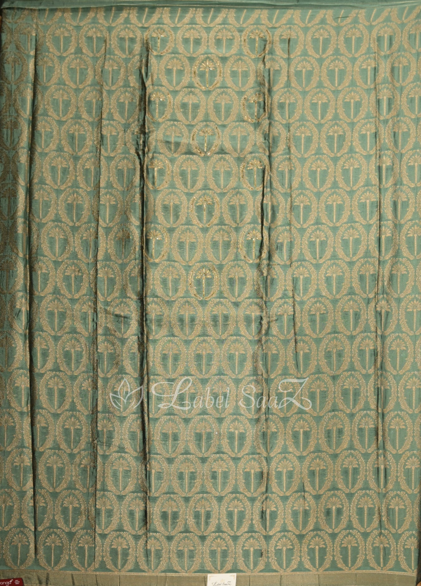 Powder Blue Floral Jaal Mashru Satin Unstitched Salwar Suit 