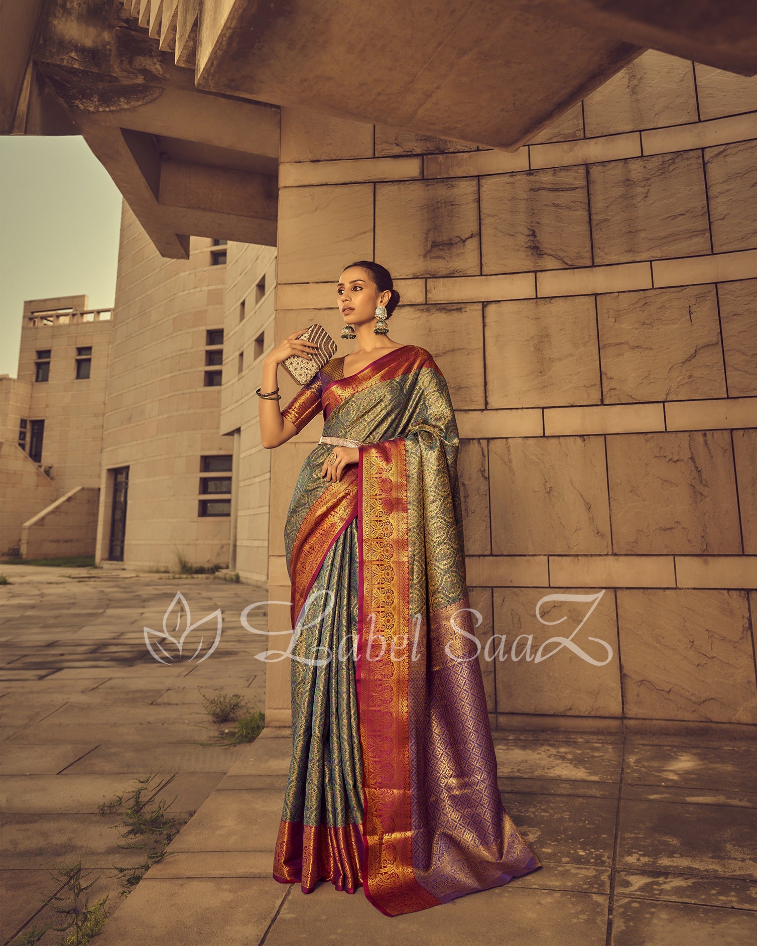 Multicolor Kanjivaram Rich Zari Weaving Silk Saree - Exclusive Bridal Collection