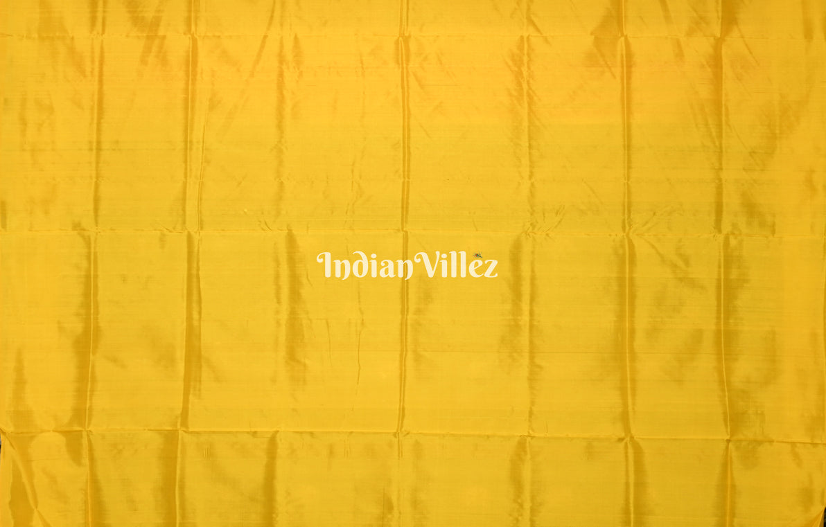 Black Mustard Yellow Boita Theme Odisha Ikat Bomkai Sambalpuri Silk Saree