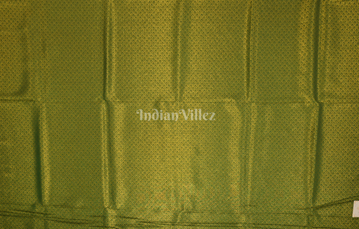 Olive Green Golden Kanjivaram Silk Saree with Brocade Pallu 