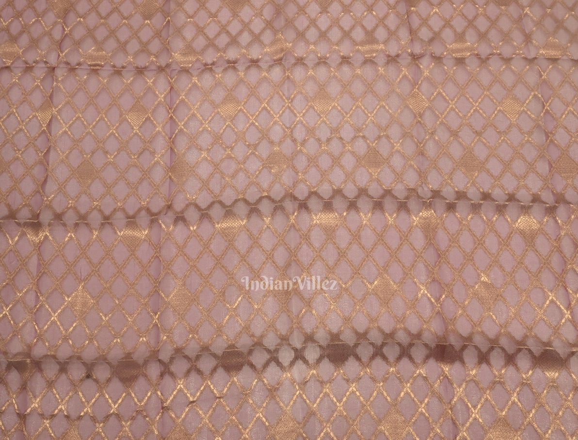 Golden & Violet Shimmer Brocade  Tissue Banarasi Saree 