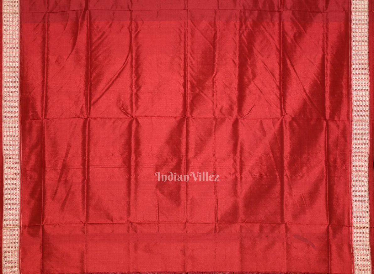 Maroon Dual Tone  Jhoti Theme Odisha Handloom Sambalpuri Silk Saree 