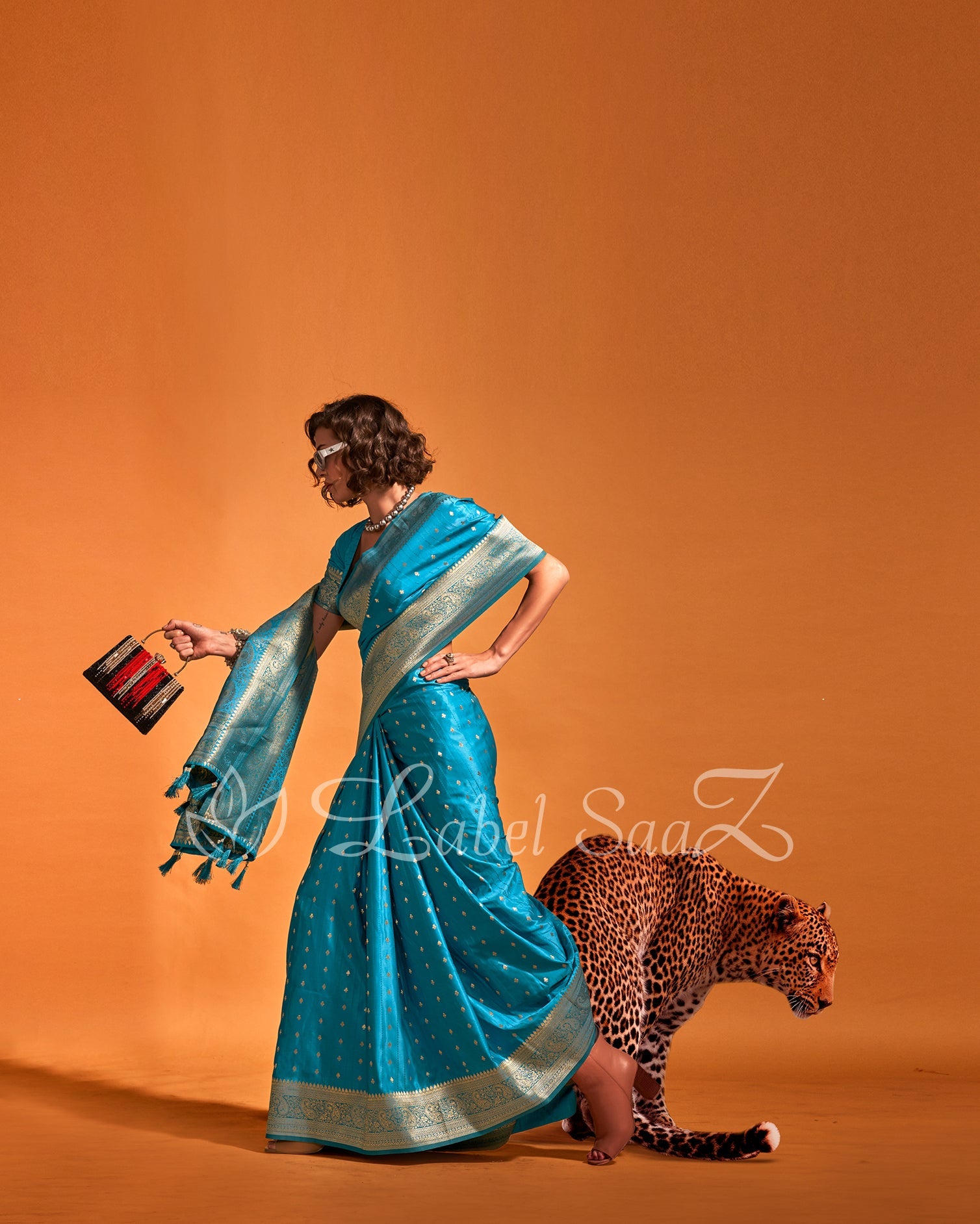 Rama Green Handwoven Zari Satin Silk Banarasi Saree