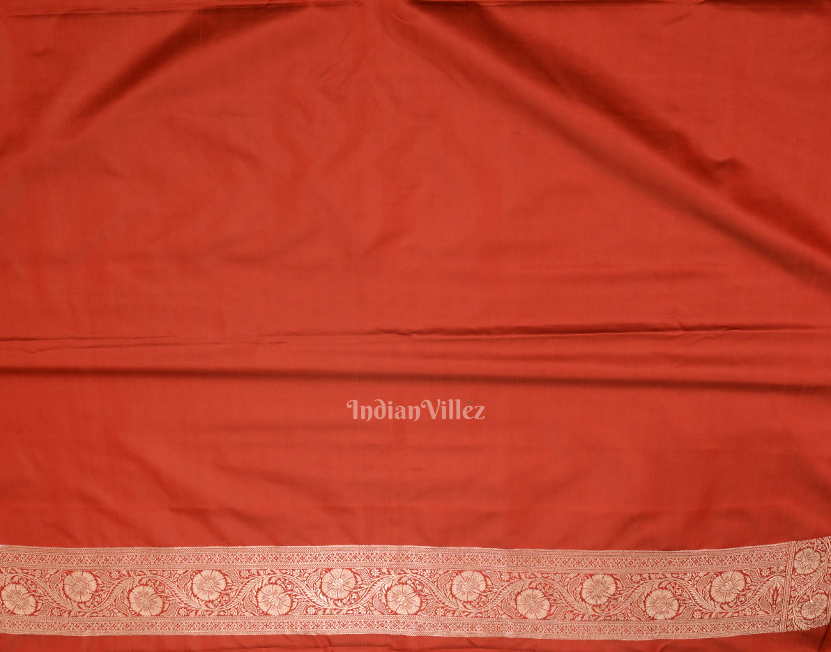Cherry Red Soft Pure Mashru Satin Silk Banarasi Saree 