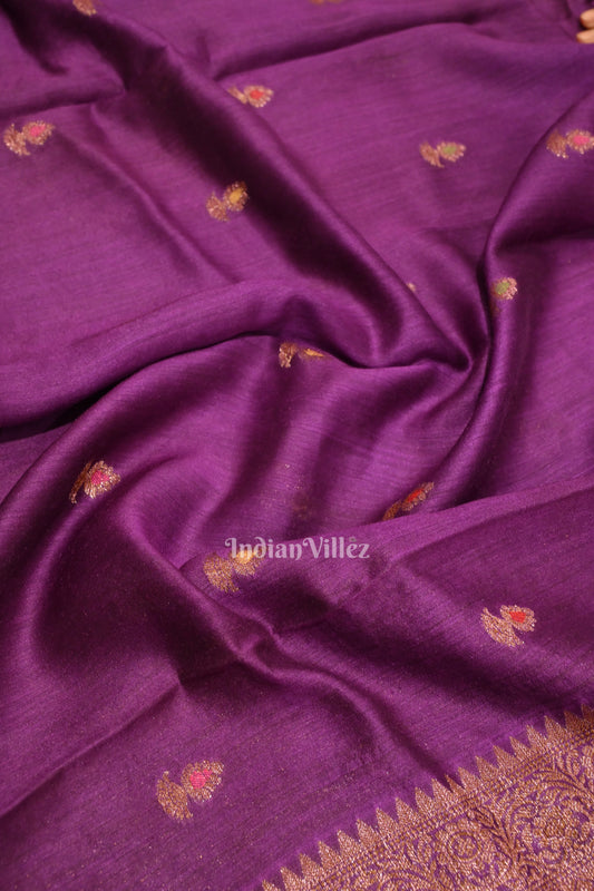  Purple Tussar Banarasi Saree 