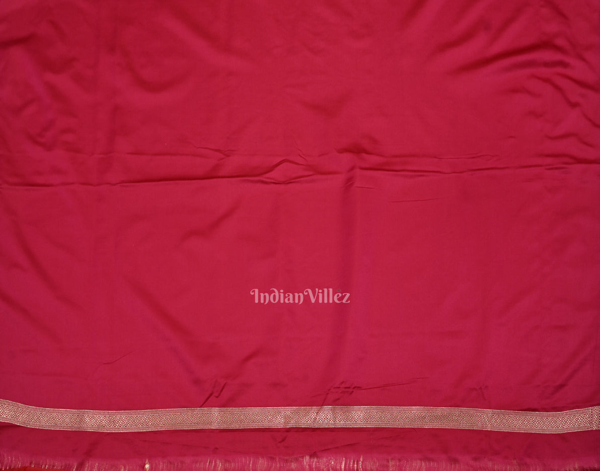 Exclusive Dual Tone Rani Pink  Meenakari Mashru Satin Silk Banarasi Saree 