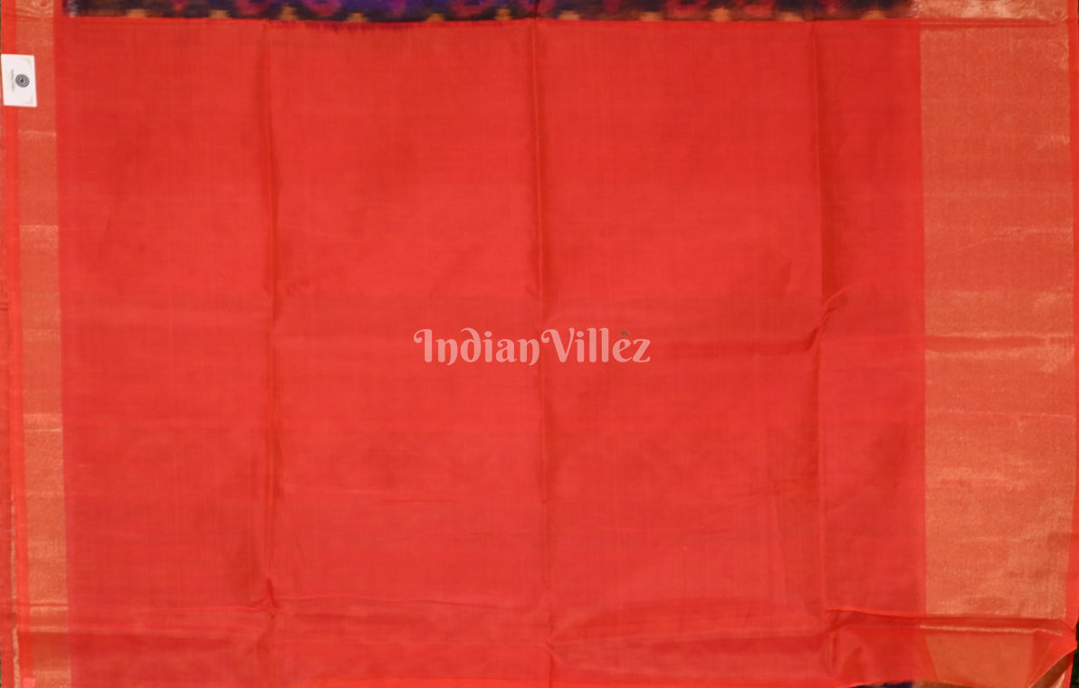 Royal Blue Red Pochampally Ikat Silk Cotton (Sico) Saree