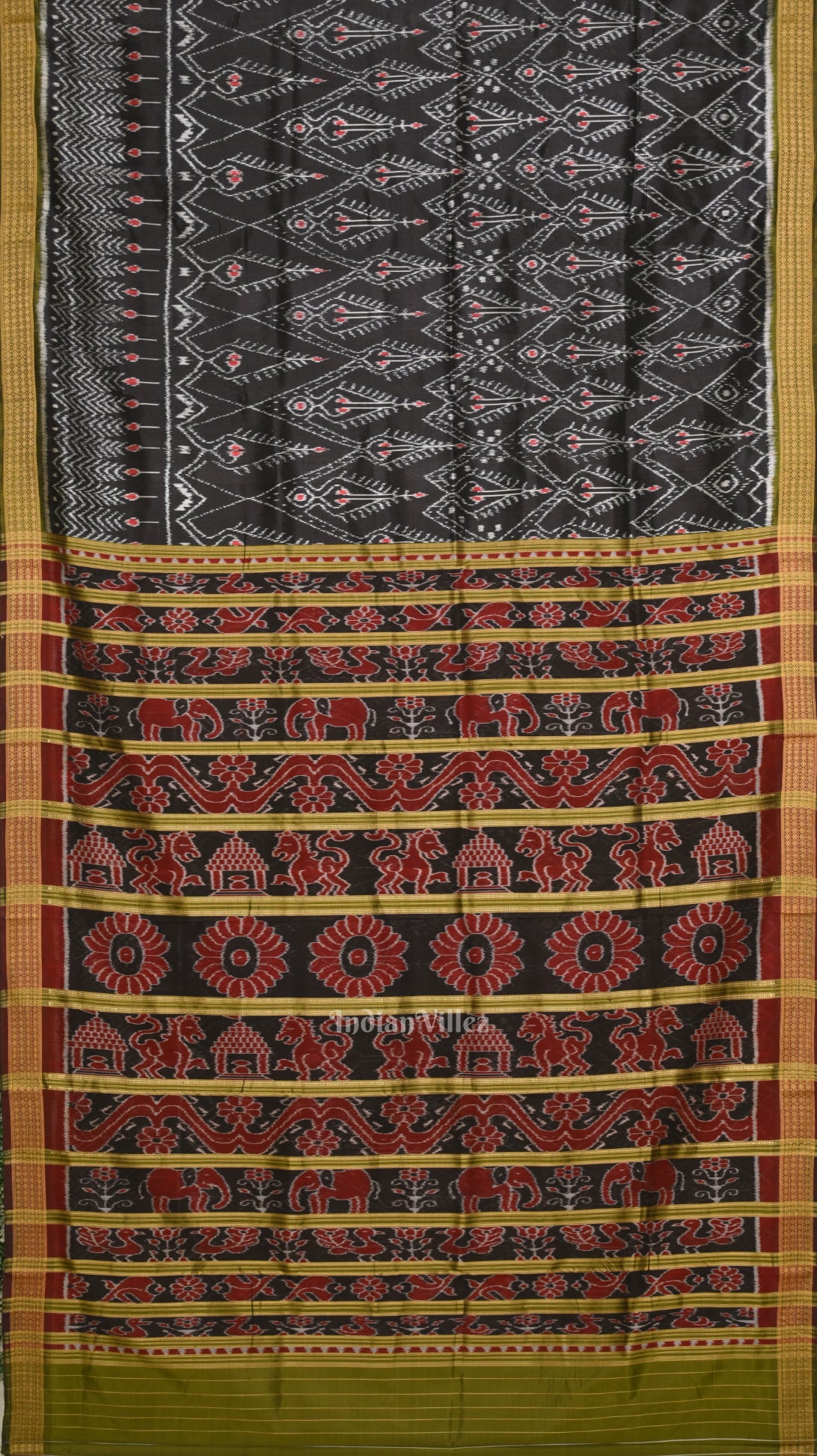 Exclusive Designer Black Odisha Ikat Contemporary Silk Saree 