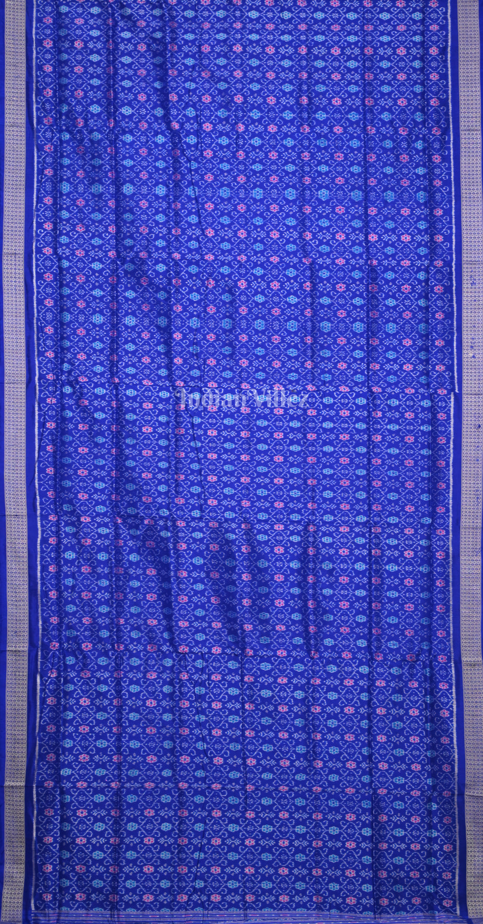 Exclusive Royal Blue Floral Motif Odisha Ikat Sambalpuri Silk Saree