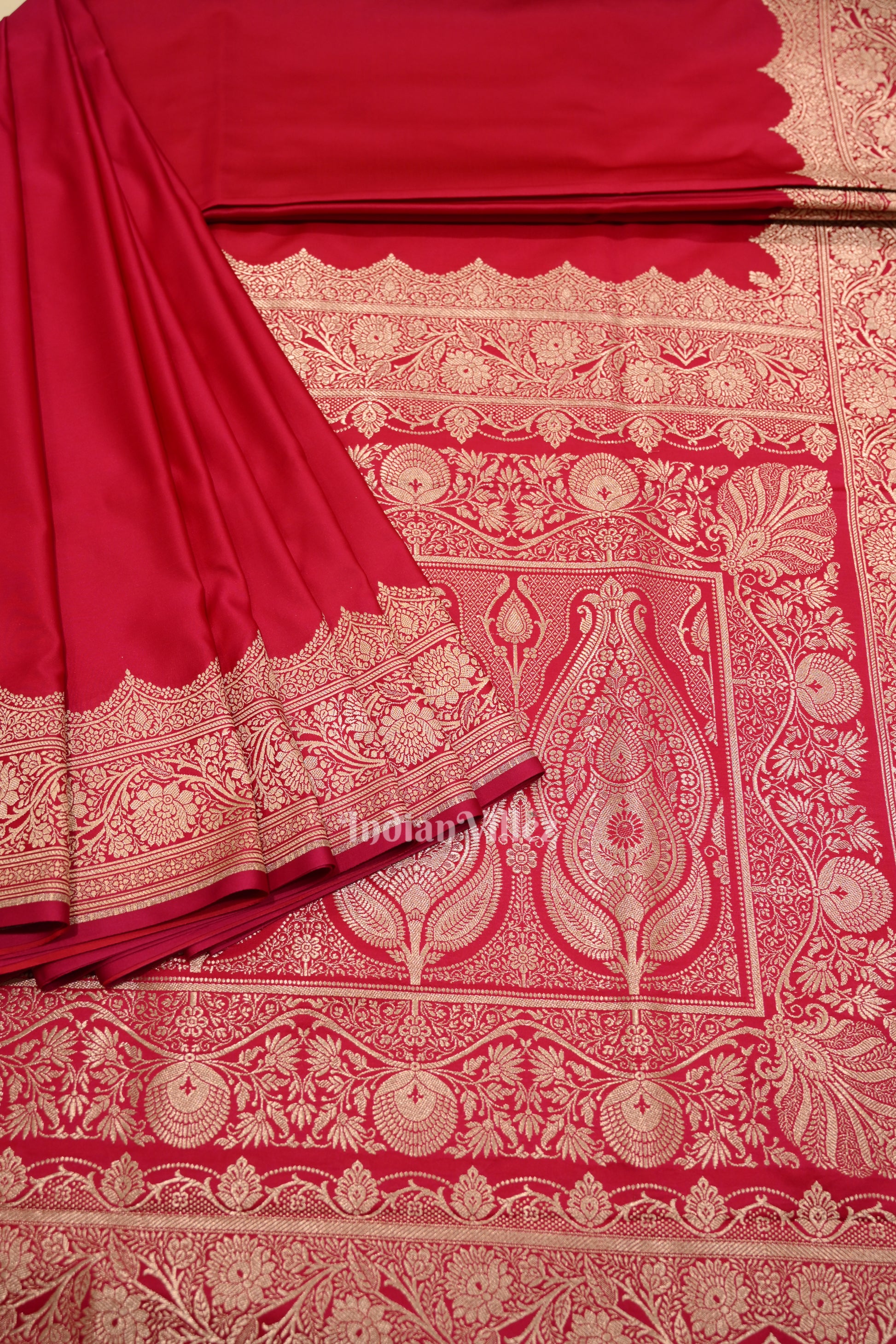 Bridal Hot Rani Pink Soft Pure Mashru Satin Silk Banarasi Saree 