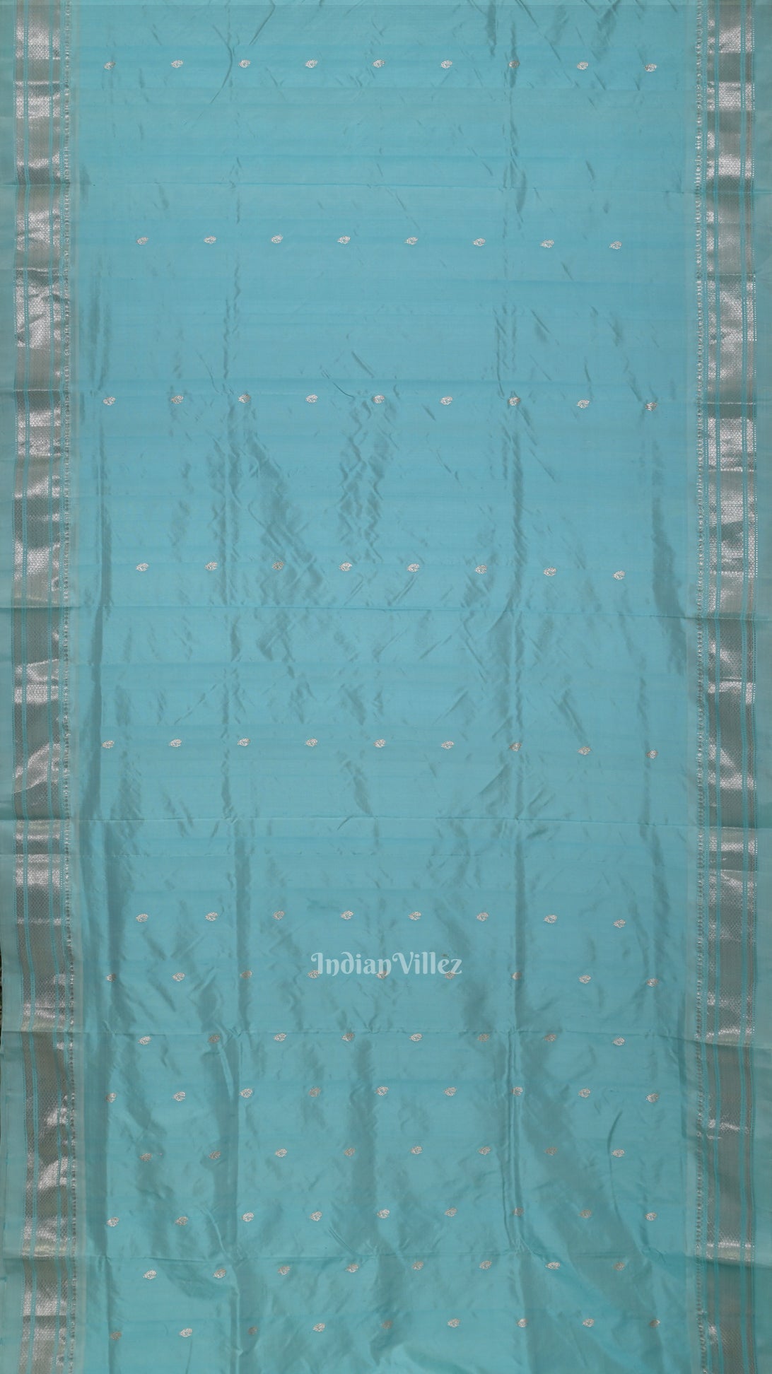 Exclusive Sky Blue Butti Paithani Silk Saree 