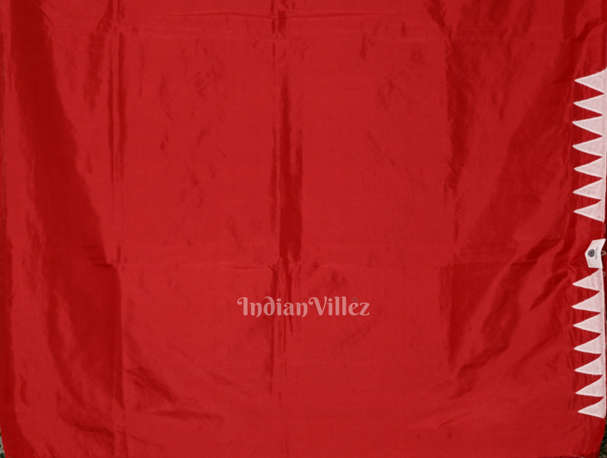 Red Applique  Work Handwoven saree