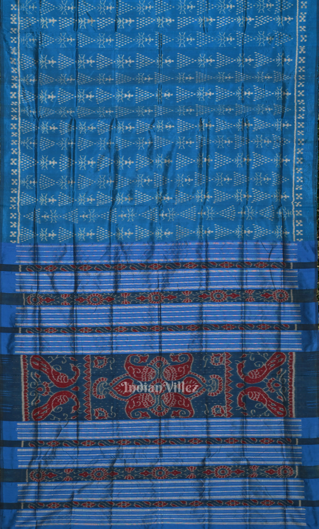 Blue Tribal Theme Odisha Ikat Contemporary Designer Saree