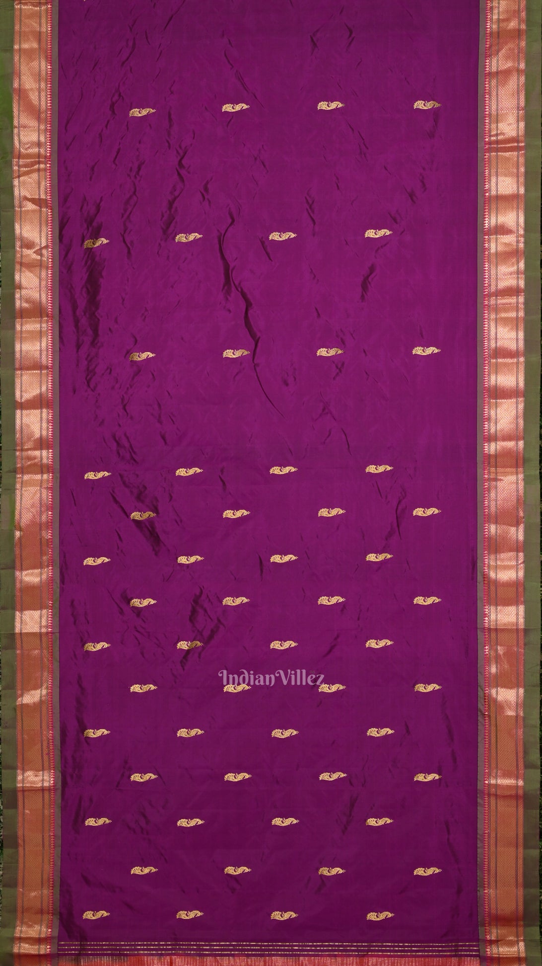 Purple Double Pallu Paithani Silk Saree 