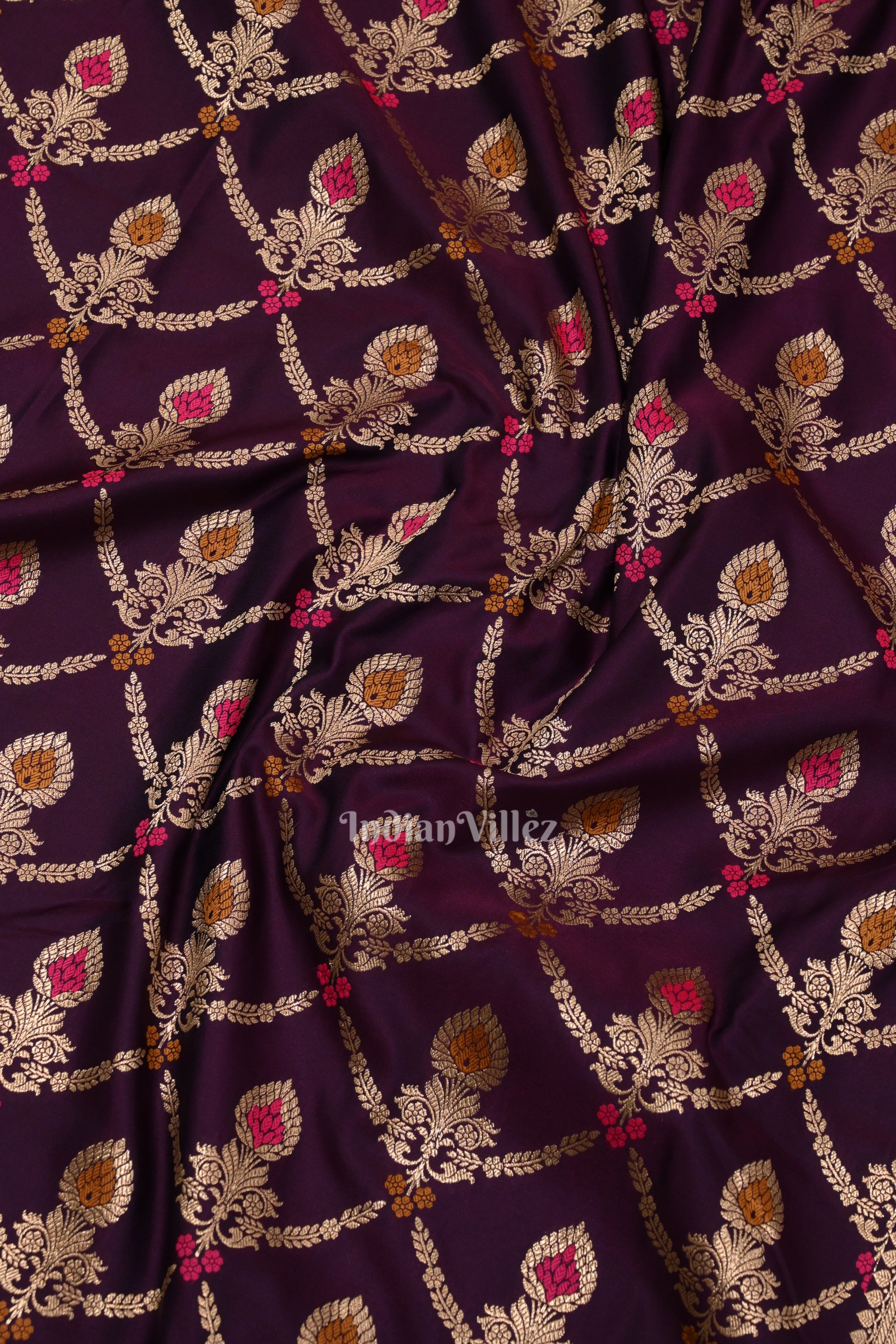 Purple Dual Tone Meenakari Pure Mashru Satin Silk Banarasi Saree