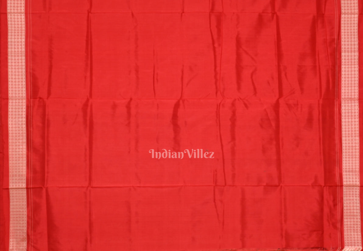  Elegant Gray Red Nabakothi Odisha Ikat Sambalpuri Silk Saree 