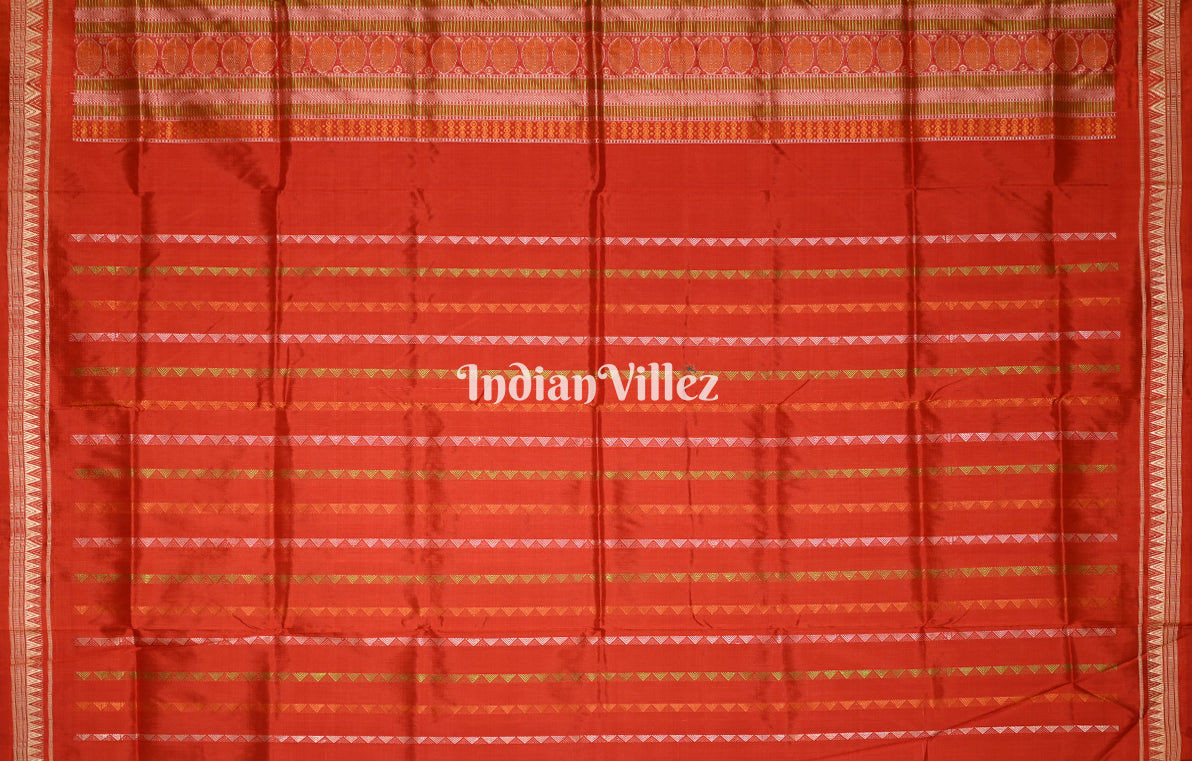 White Red Buti Design Odisha Ikat Bomkai Sambalpuri Silk Saree