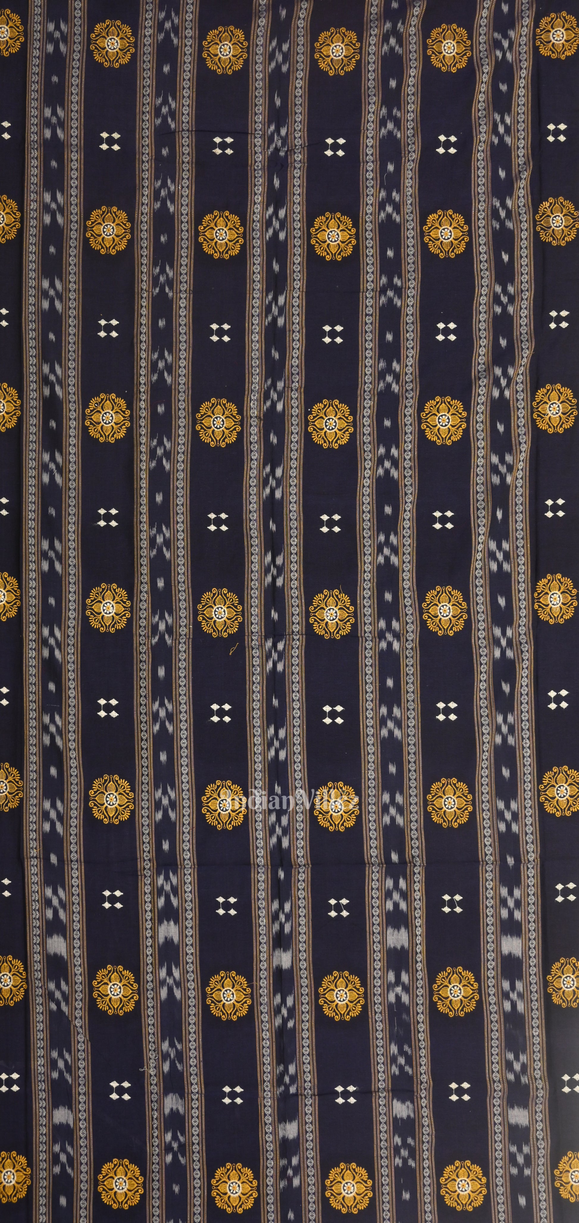 Blue yellow Sambalpuri Bomkai Cotton Dress set with Dupatta 