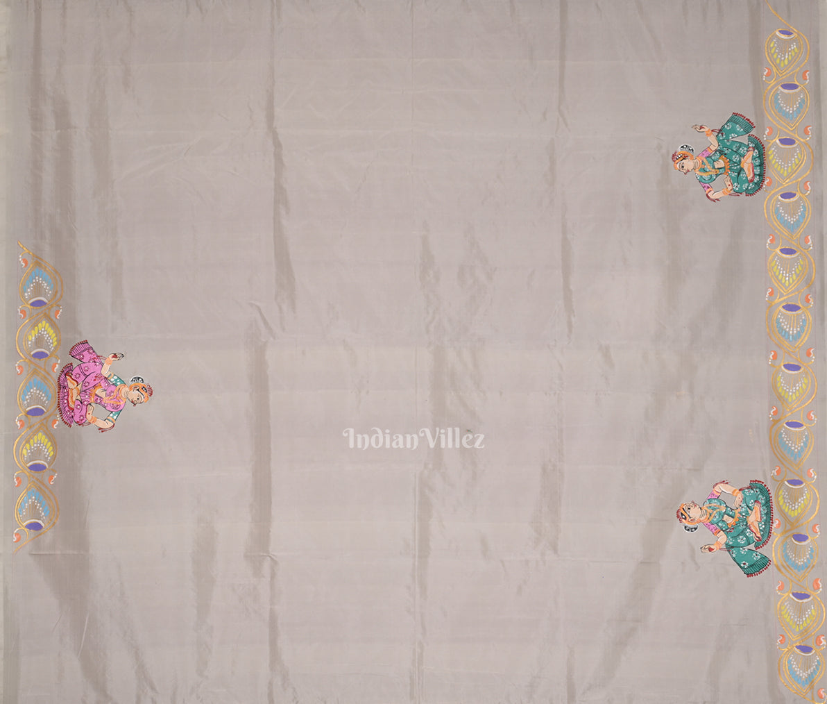 Magenta Pink Kandarpa Ashwa  Hand-Painted Pattachitra Saree 