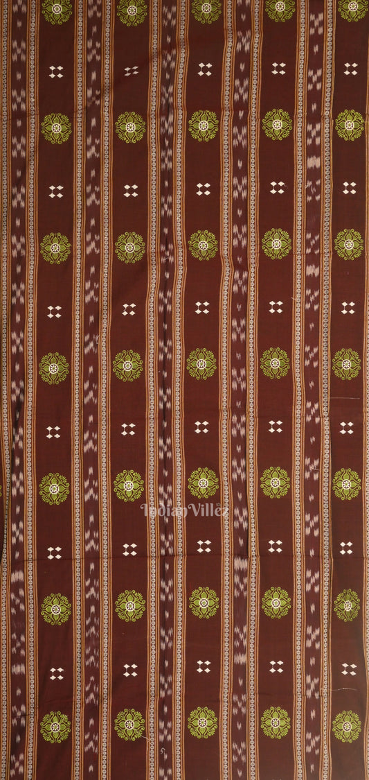 Maroon Parrot Green Sambalpuri Bomkai Cotton Dress set with Dupatta 