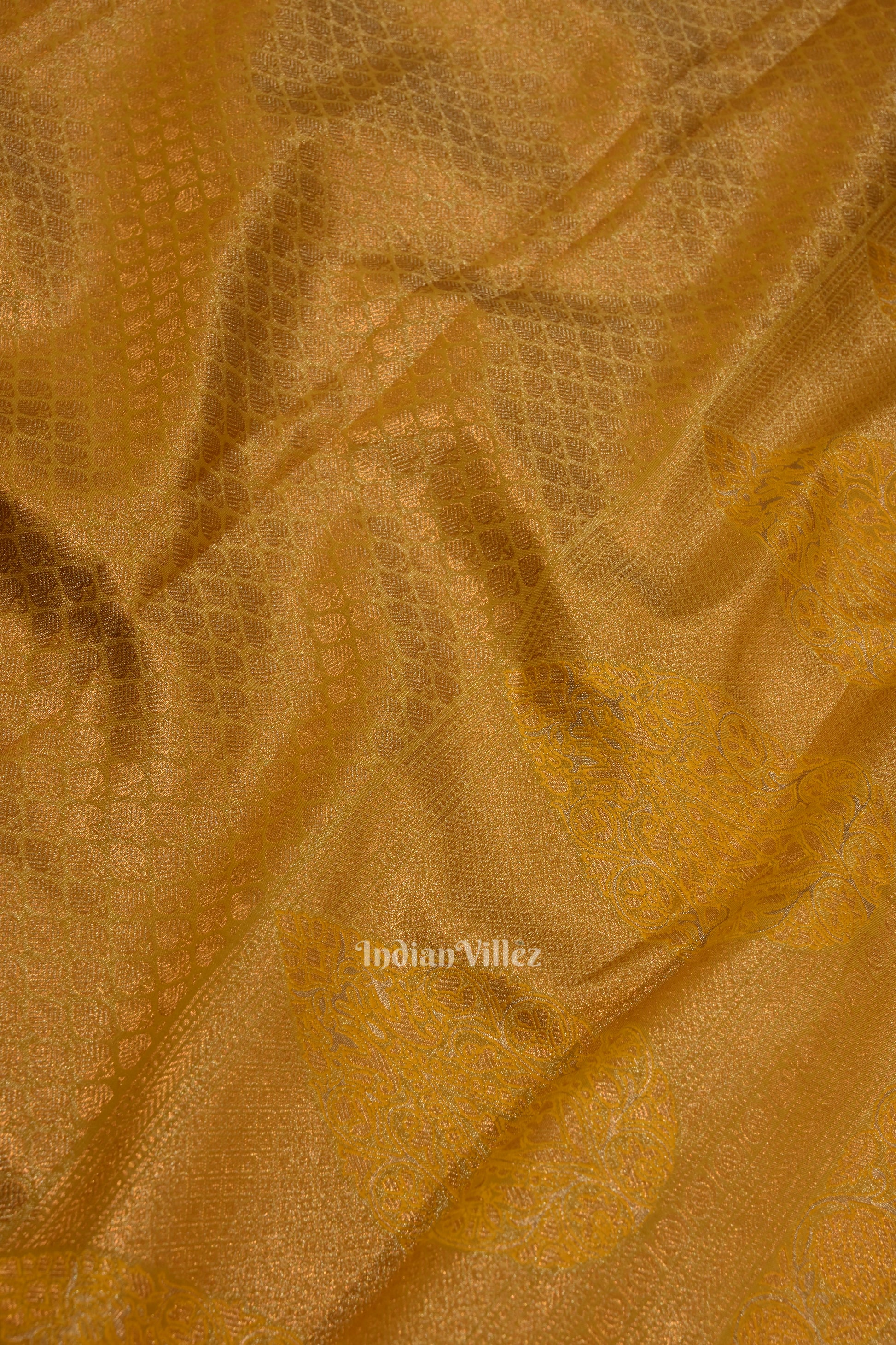 Mustard Yellow Pure Kanjivaram Tissue Silk Saree