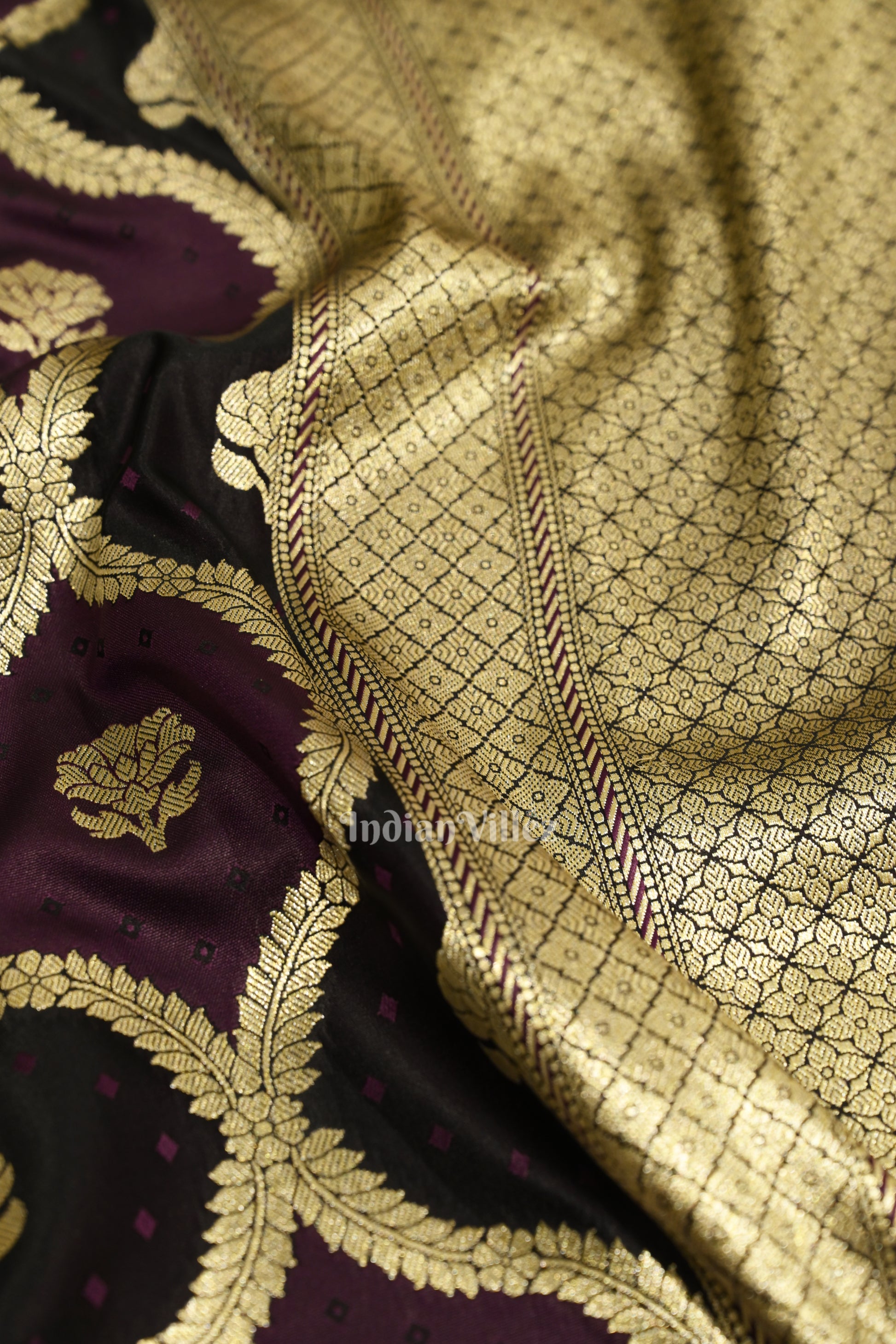 Violet Rangkart Mashru Satin Silk Banarasi Saree
