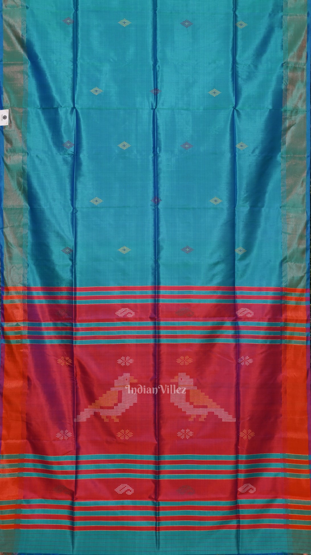 Sky Blue Magenta Pink Pure Bishnupuri Silk Saree 