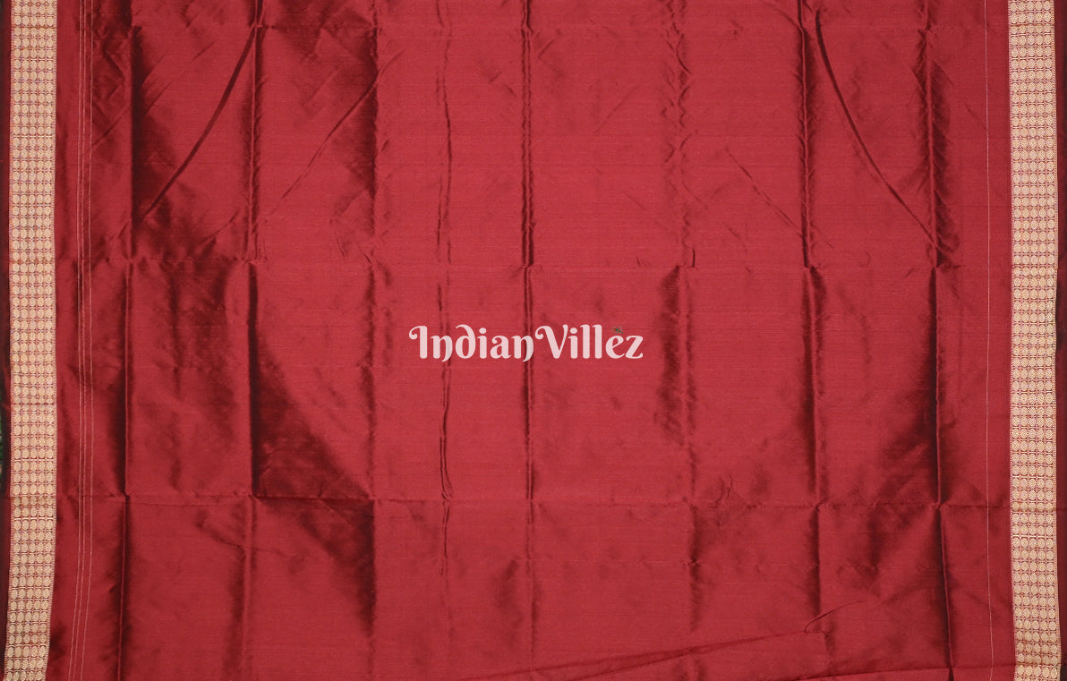 Brown Maroon Tribal Motif Odisha Ikat Sambalpuri Silk Saree