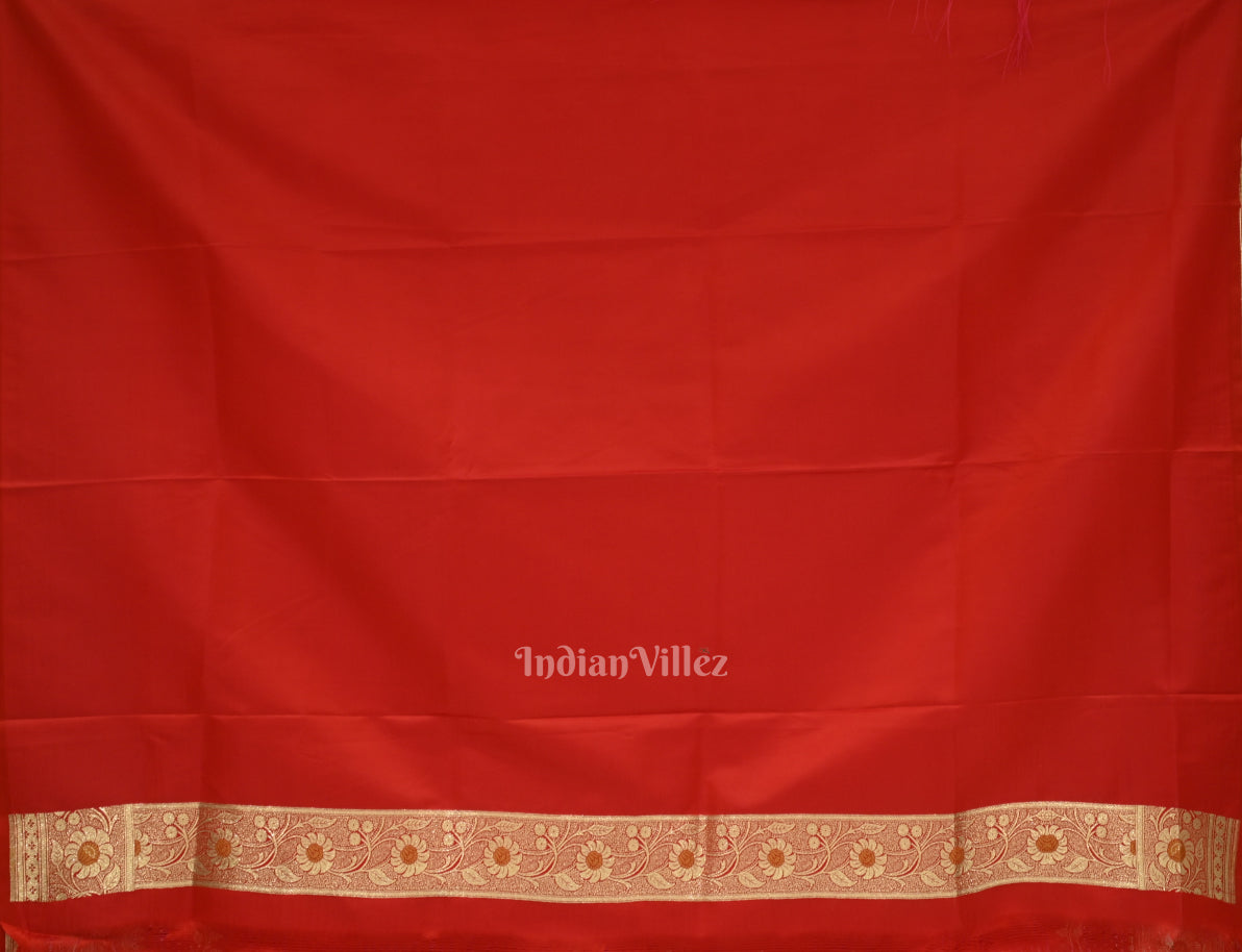 Pure Red Exclusive Pure Red Bridal Meenakari Pure Mashru Satin Silk Banarasi Sa ...