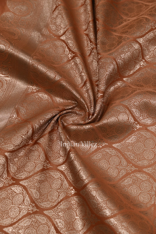 Exclusive  Peach  Zariwork Mashru Satin Silk Banarasi Saree 