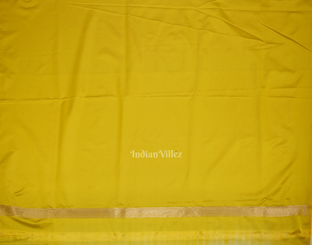 Lime Yellow Meenakari Mashru Satin Silk Banarasi Saree