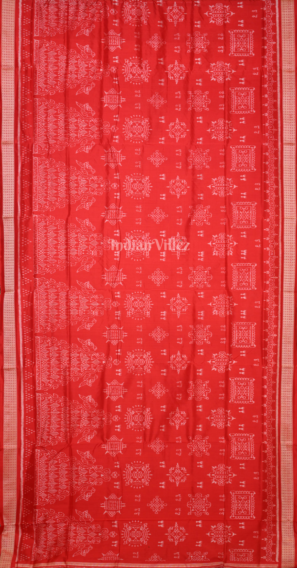 Exclusive Red Manabasa Laxmi Feet Motif Odisha Ikat sambalpuri Silk Saree